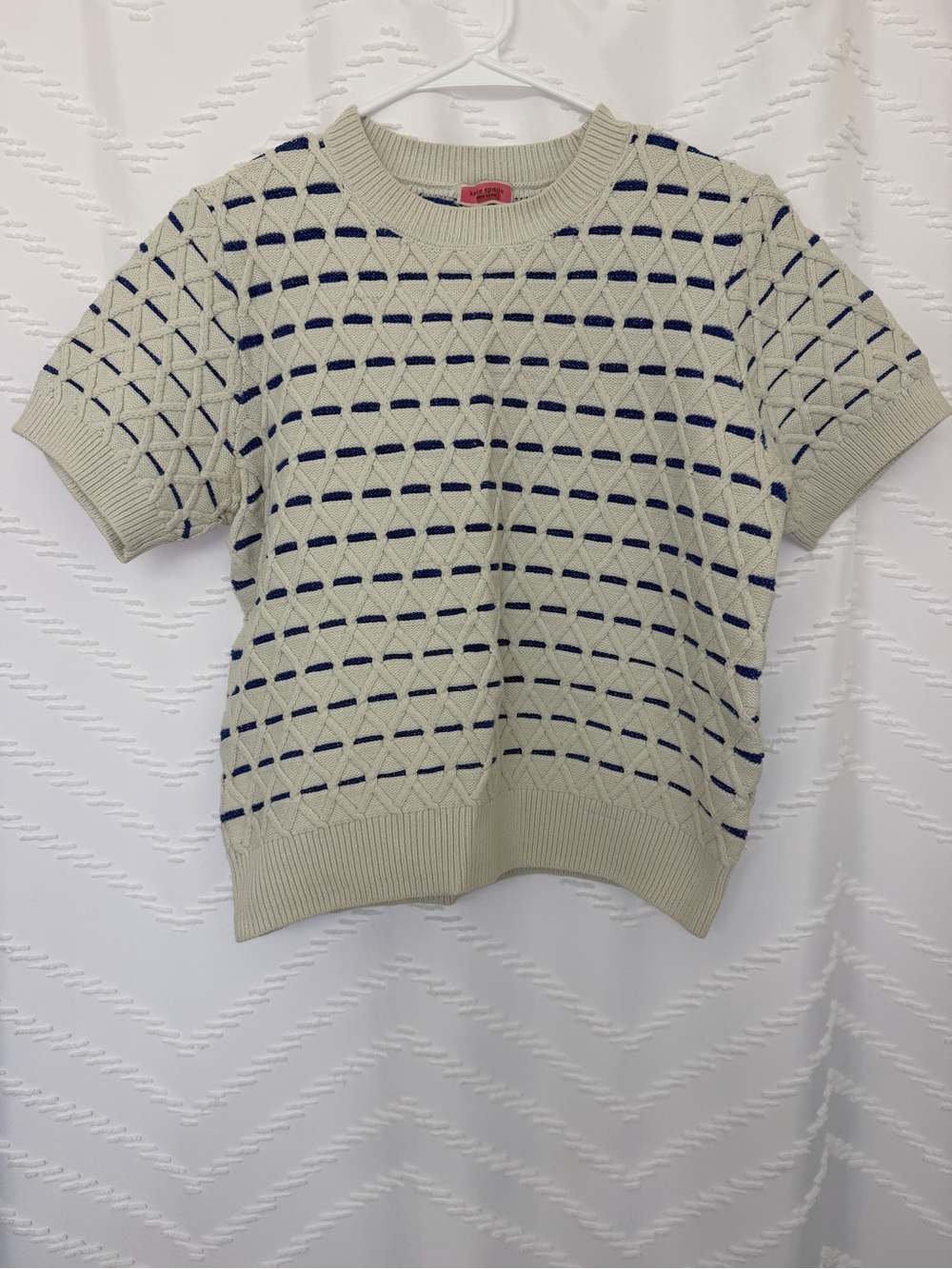 kate spade Cream Knit Sweater with Blue Trim